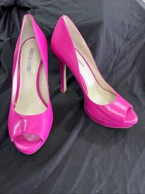 BCBG Bright Pink Peep-Toe High Heels - Women